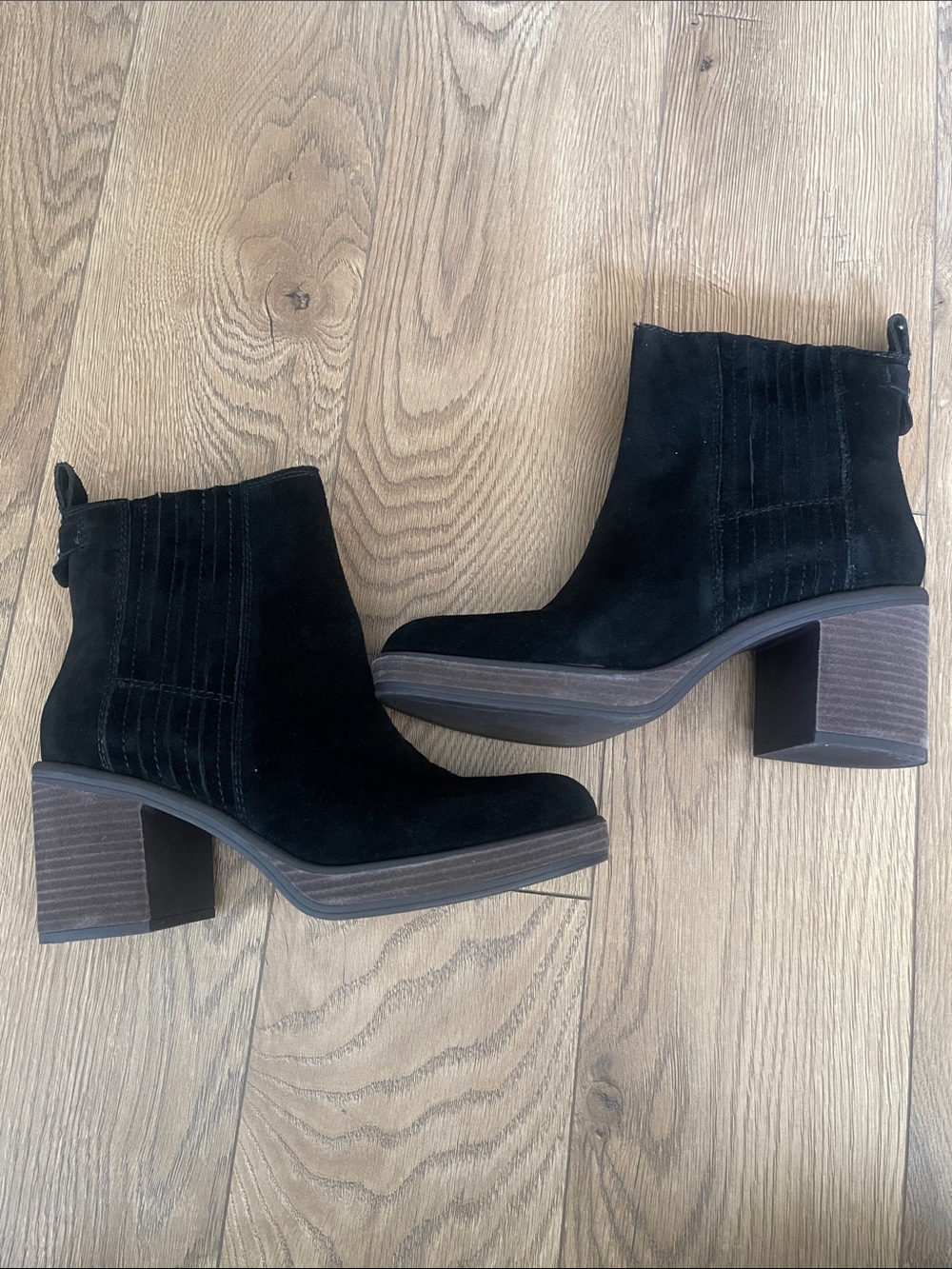 Crown Vintage 9 Black Suede Ankle Boots - Women's Stylish Block Heel